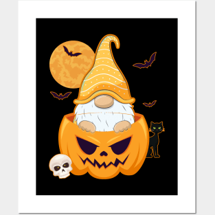 Pumpkin Gnome Cute Halloween Posters and Art